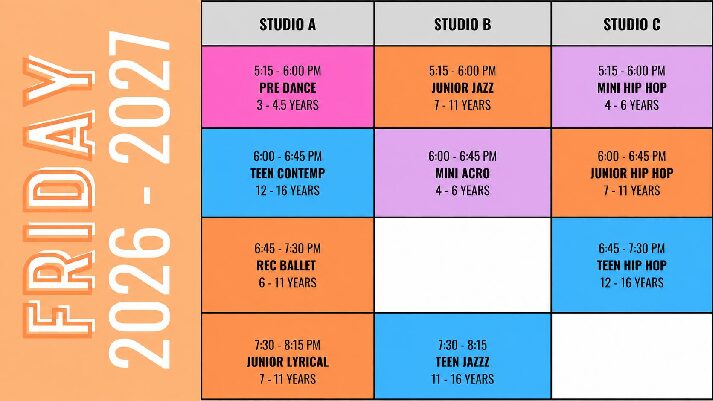 Recreational Dance schedule 